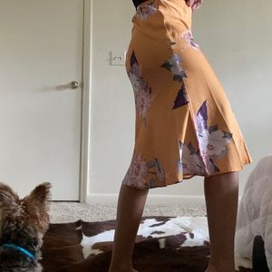 Silk like gold flower skirt